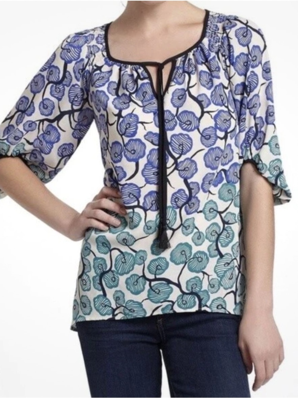 Anthropologie Vanessa Virginia Branching Blooms Floral Top Size 4